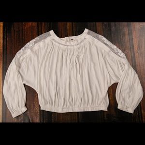 Free People Cold Shoulder Blouse with Lace Inset M